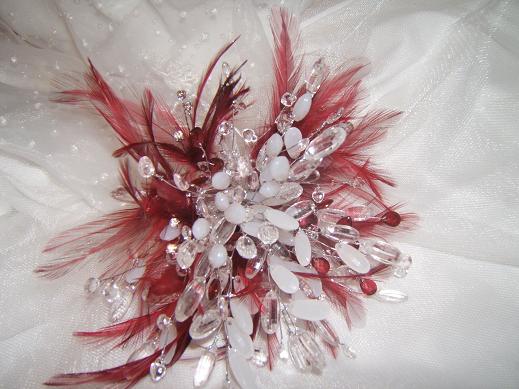 Crystal and Burgundy Feather Crystal Bouquet