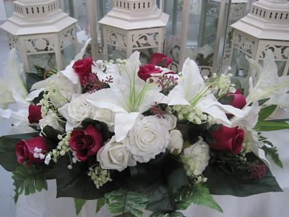 Ivory Dark Rose Spray suitable as an altar spray and also as a top table 